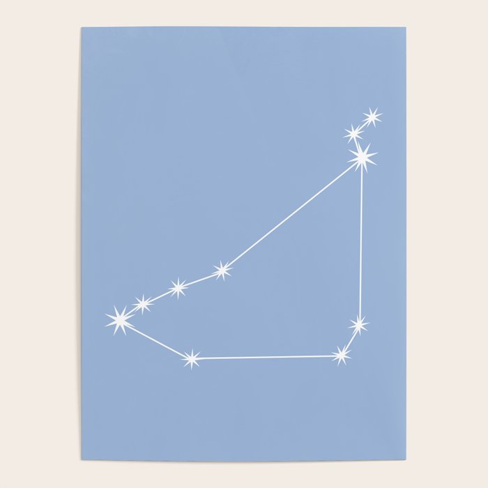 Capricorn Zodiac Star Constellation Line Art Sky Blue Poster Gallery Image 4