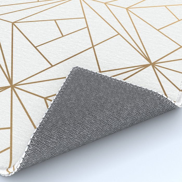 Geometric Gold Pattern With White Shimmer Rug Gallery Image 4