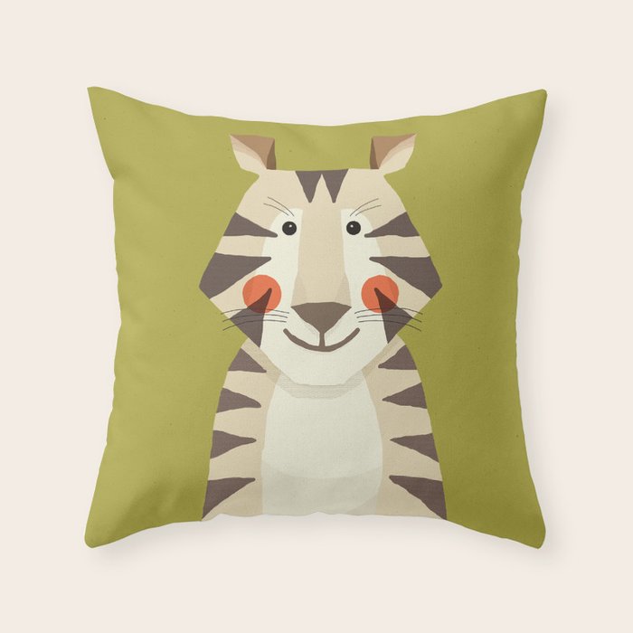 Tiger, Animal Portrait Throw Pillow Gallery Image 1