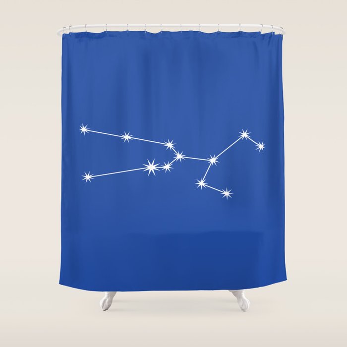 Taurus Zodiac Star Constellation Line Art Vibrant Blue Shower Curtain Gallery Image 1