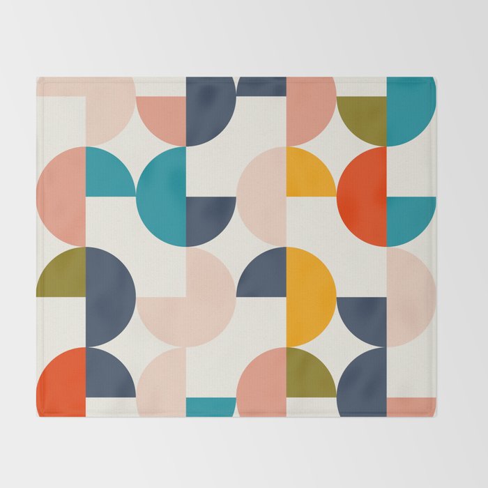 Mid Century Modern Geometry 2 Throw Blanket Gallery Image 2