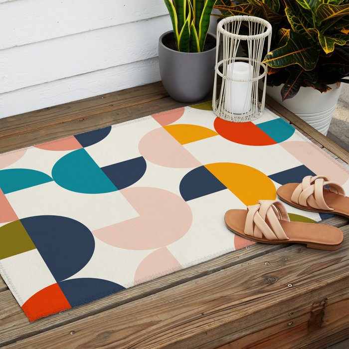 Mid Century Modern Geometry 2 Outdoor Rug Gallery Image 2