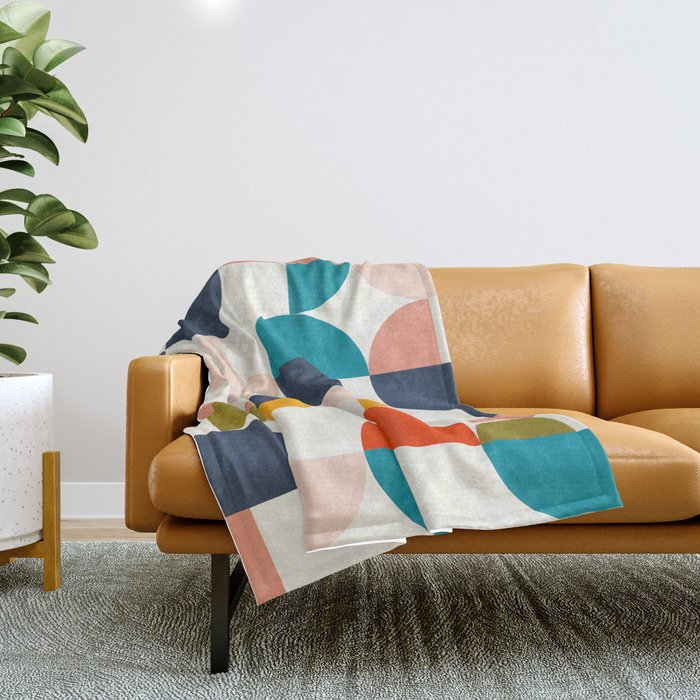 Mid Century Modern Geometry 2 Throw Blanket Gallery Image 1