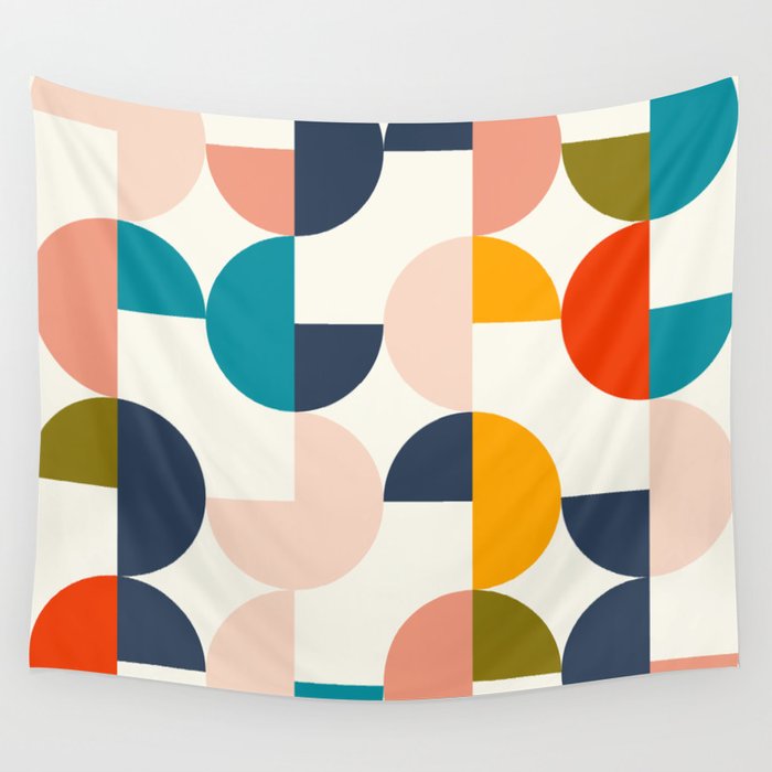 Mid Century Modern Geometry 2 Wall Tapestry Gallery Image 1