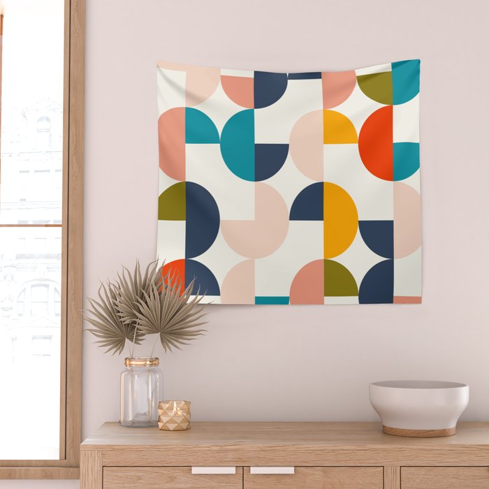 Mid Century Modern Geometry 2 Wall Tapestry Gallery Image 2