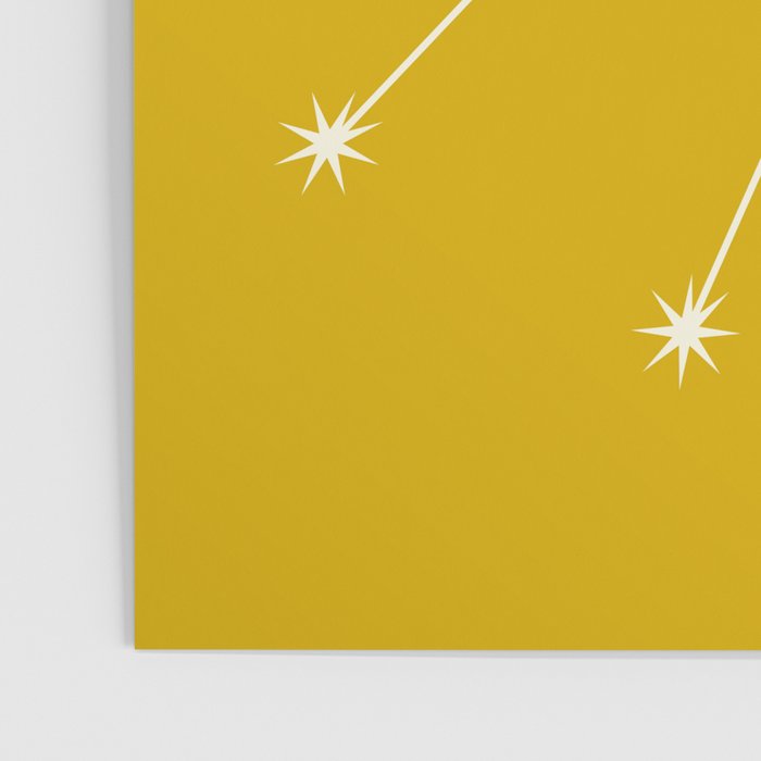 Taurus Zodiac Star Constellation Line Art Golden Yellow Poster Gallery Image 3