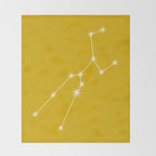 Taurus Zodiac Star Constellation Line Art Golden Yellow Throw Blanket Gallery Image 2