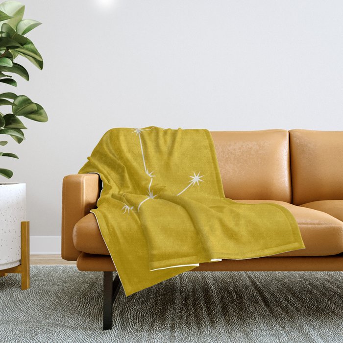 Taurus Zodiac Star Constellation Line Art Golden Yellow Throw Blanket Gallery Image 1
