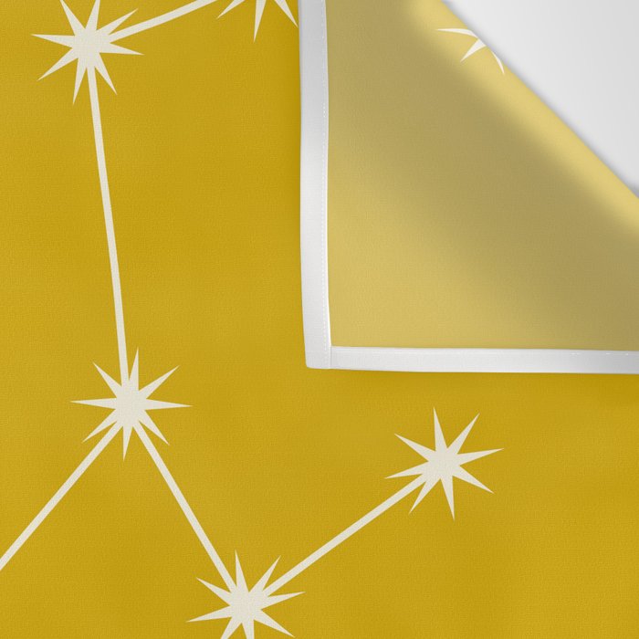 Taurus Zodiac Star Constellation Line Art Golden Yellow Wall Tapestry Gallery Image 3
