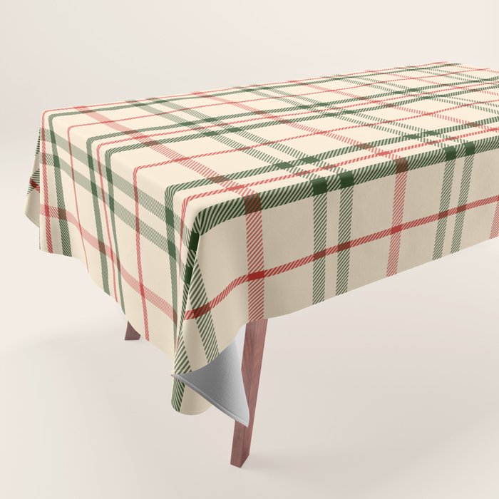 Festive Green & Red Christmas Plaid Tablecloth Gallery Image 1