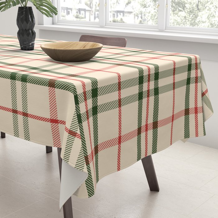 Festive Green & Red Christmas Plaid Tablecloth Gallery Image 3