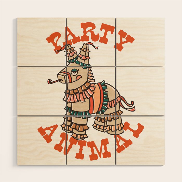 Party Animal Donkey Pinata Wood Wall Art Gallery Image 1