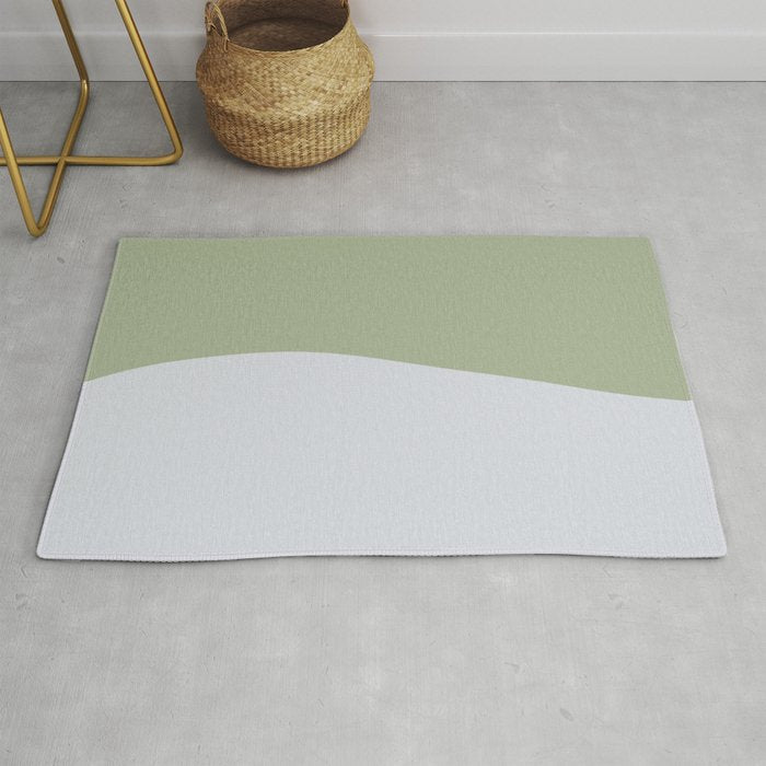 Zen Hill - Minimalist Color Block in Sage Green and Silver Gray Rug Gallery Image 1