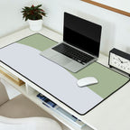 Zen Hill - Minimalist Color Block in Sage Green and Silver Gray Desk Mat Gallery Image 2