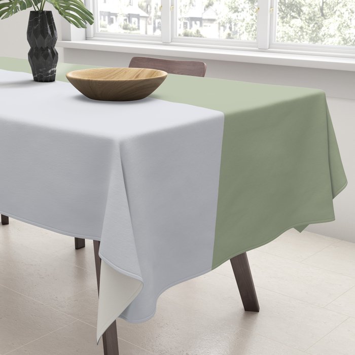 Zen Hill - Minimalist Color Block in Sage Green and Silver Gray Tablecloth Gallery Image 3