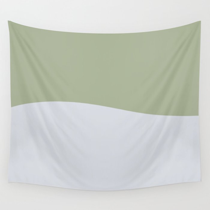 Zen Hill - Minimalist Color Block in Sage Green and Silver Gray Wall Tapestry Gallery Image 4