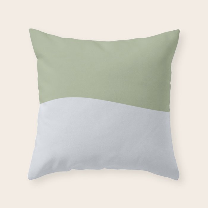 Zen Hill - Minimalist Color Block in Sage Green and Silver Gray Throw Pillow Gallery Image 6