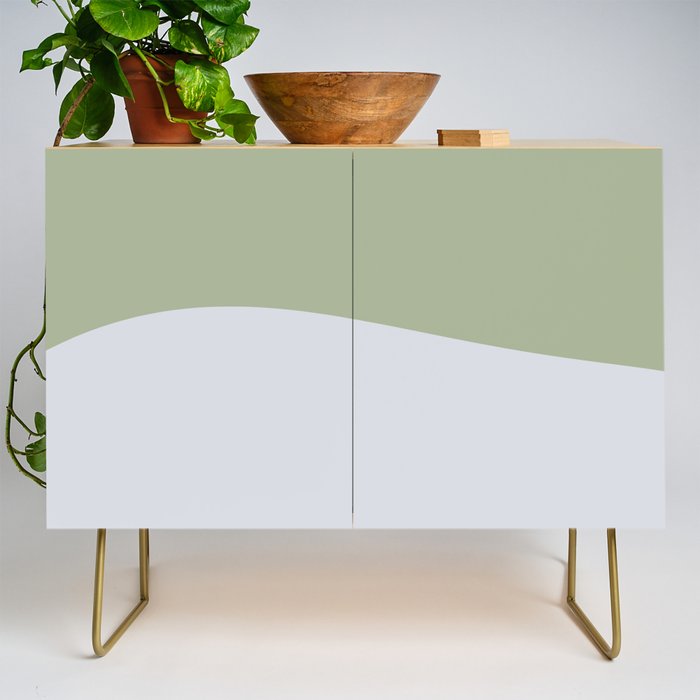 Zen Hill - Minimalist Color Block in Sage Green and Silver Gray Credenza Gallery Image 1