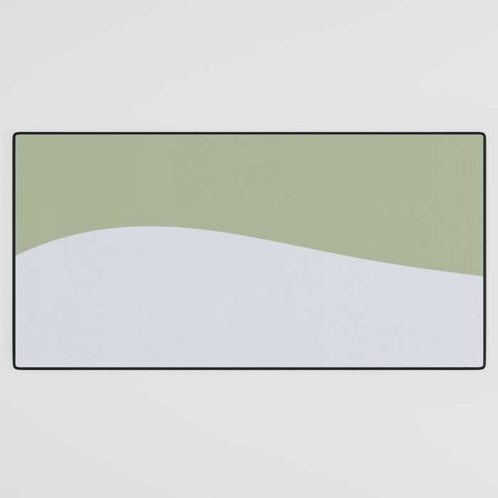 Zen Hill - Minimalist Color Block in Sage Green and Silver Gray Desk Mat Gallery Image 3