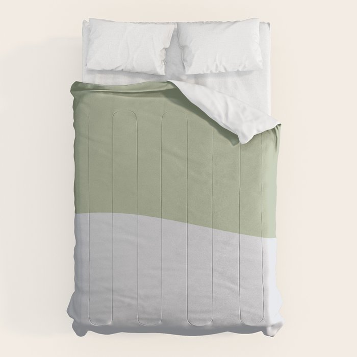 Zen Hill - Minimalist Color Block in Sage Green and Silver Gray Comforter Gallery Image 6