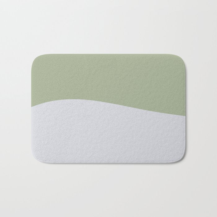 Zen Hill - Minimalist Color Block in Sage Green and Silver Gray Bath Mat Gallery Image 1