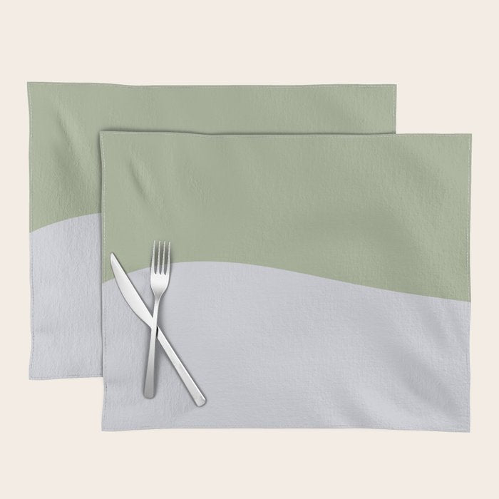Zen Hill - Minimalist Color Block in Sage Green and Silver Gray Placemat Gallery Image 1