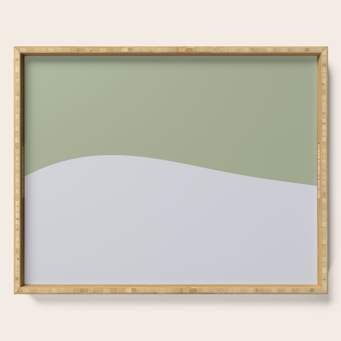 Zen Hill - Minimalist Color Block in Sage Green and Silver Gray Serving Tray Gallery Image 1