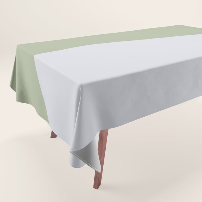 Zen Hill - Minimalist Color Block in Sage Green and Silver Gray Tablecloth Gallery Image 1
