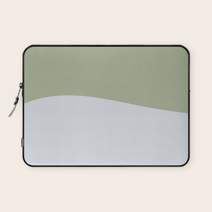 Zen Hill - Minimalist Color Block in Sage Green and Silver Gray Laptop Sleeve Gallery Image 1