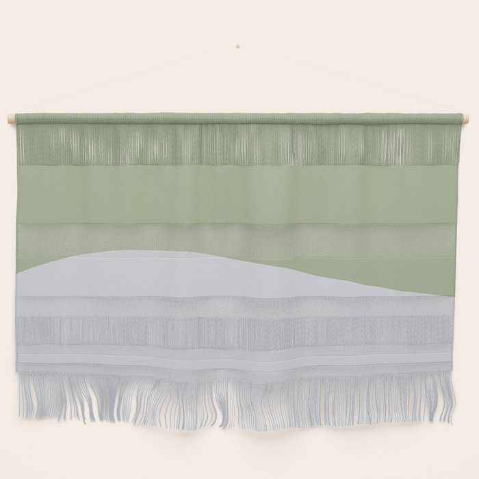 Zen Hill - Minimalist Color Block in Sage Green and Silver Gray Wall Hanging Gallery Image 1