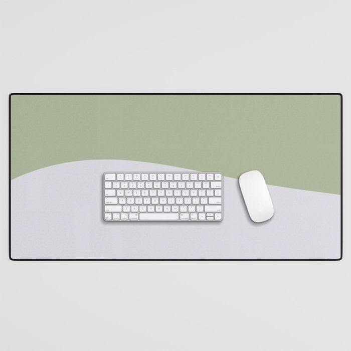 Zen Hill - Minimalist Color Block in Sage Green and Silver Gray Desk Mat Gallery Image 1