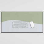 Zen Hill - Minimalist Color Block in Sage Green and Silver Gray Desk Mat Gallery Image 1