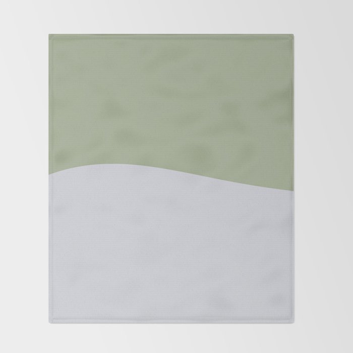 Zen Hill - Minimalist Color Block in Sage Green and Silver Gray Throw Blanket Gallery Image 2