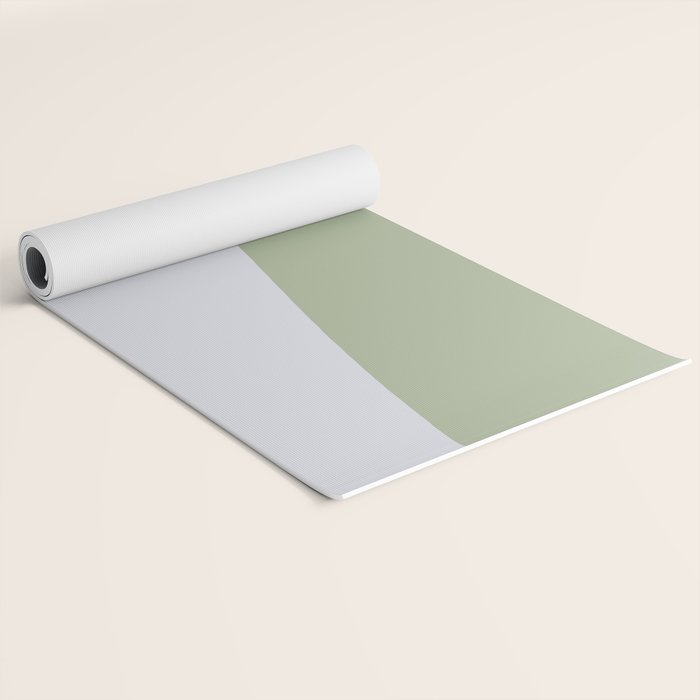 Zen Hill - Minimalist Color Block in Sage Green and Silver Gray Yoga Mat Gallery Image 2