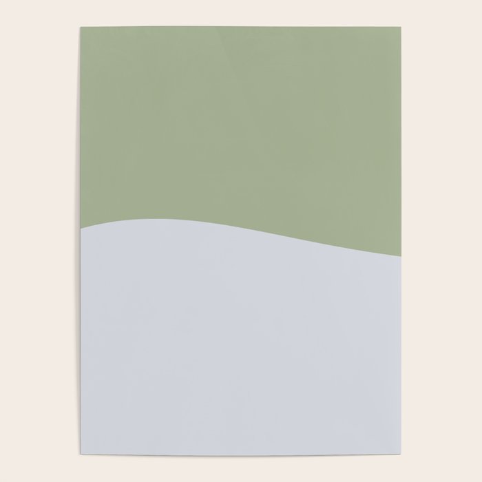 Zen Hill - Minimalist Color Block in Sage Green and Silver Gray Poster Gallery Image 1