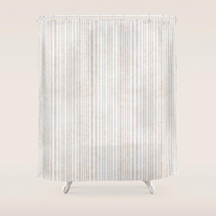 AEGEAN SOFT TICKING STRIPE Shower Curtain Gallery Image 1