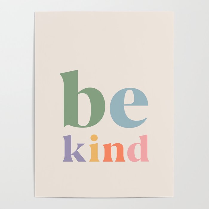 Be Kind Inspirational Quote Danish Pastel Print Poster Gallery Image 4