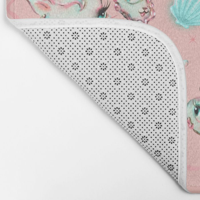 Merkittens with Pearls on blush Bath Mat Gallery Image 2