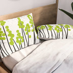 Hello Spring! Green/Black Retro Plants on White #decor #society6 #buyart Pillow Sham Gallery Image 2