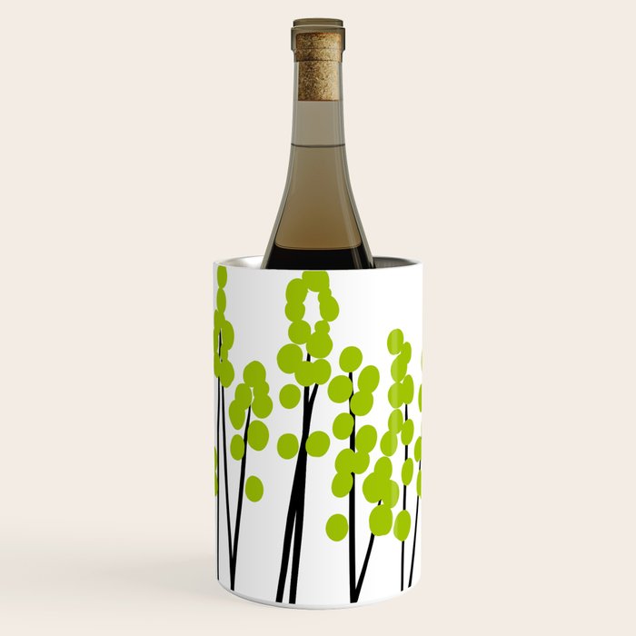 Hello Spring! Green/Black Retro Plants on White #decor #society6 #buyart Wine Chiller Gallery Image 3