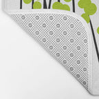 Hello Spring! Green/Black Retro Plants on White #decor #society6 #buyart Bath Mat Gallery Image 2