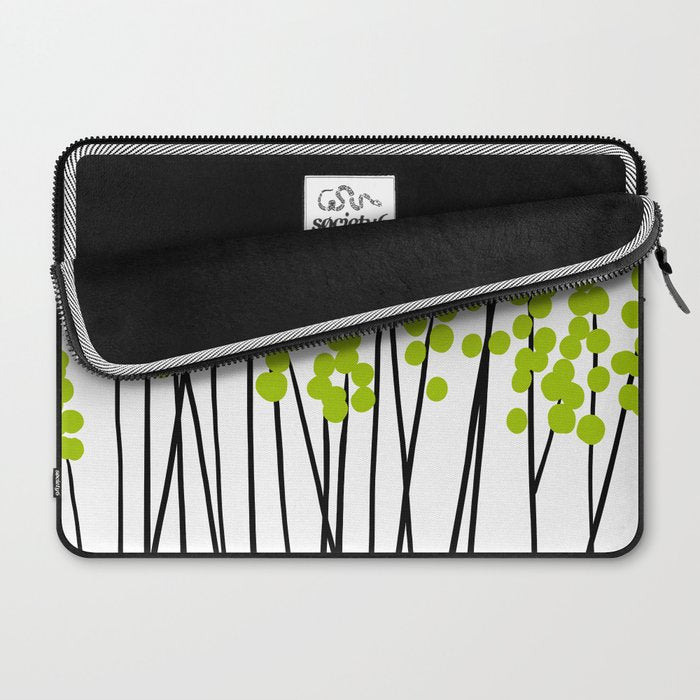 Hello Spring! Green/Black Retro Plants on White #decor #society6 #buyart Laptop Sleeve Gallery Image 2