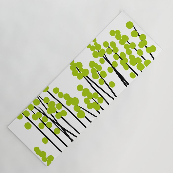 Hello Spring! Green/Black Retro Plants on White #decor #society6 #buyart Yoga Mat