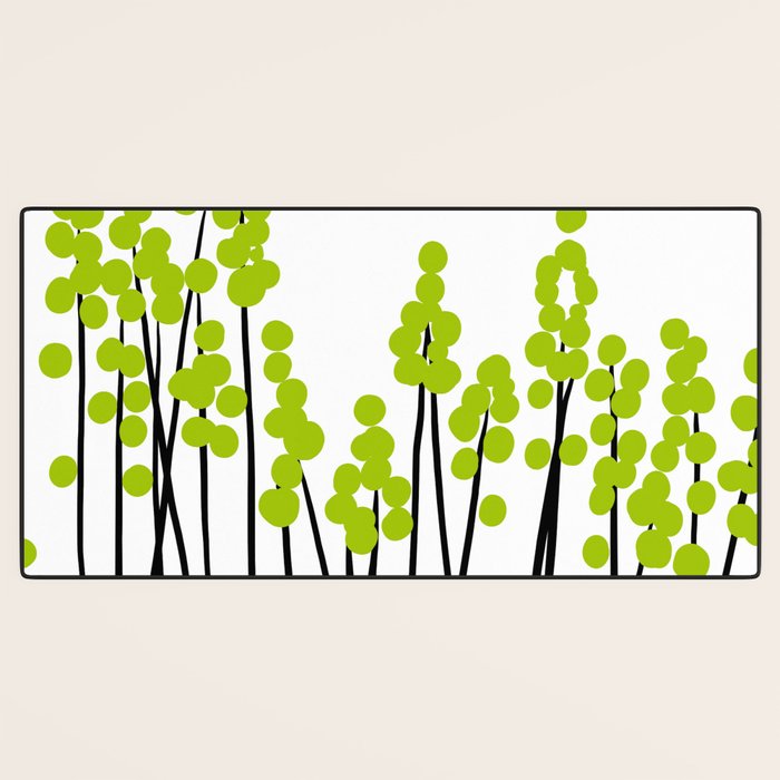 Hello Spring! Green/Black Retro Plants on White #decor #society6 #buyart Desk Mat Gallery Image 3