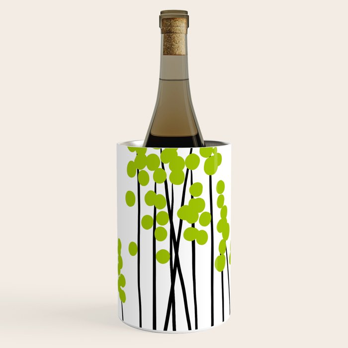 Hello Spring! Green/Black Retro Plants on White #decor #society6 #buyart Wine Chiller Gallery Image 2