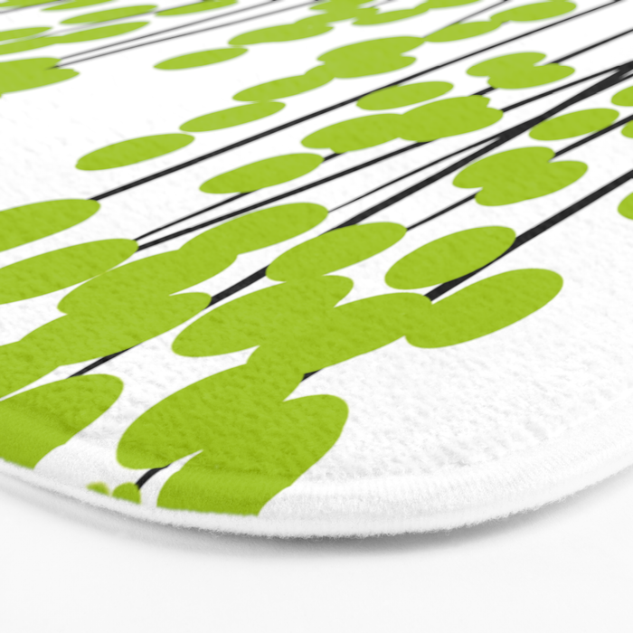 Hello Spring! Green/Black Retro Plants on White #decor #society6 #buyart Bath Mat Gallery Image 3