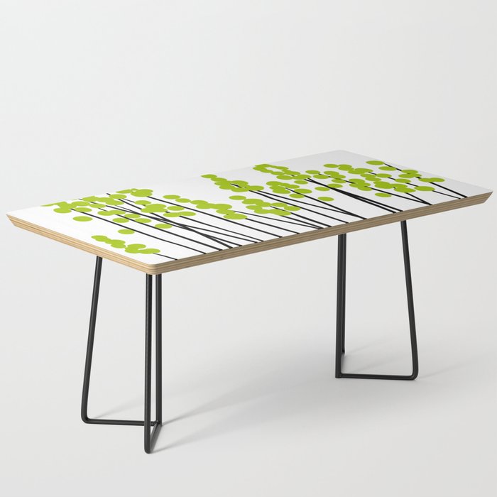 Hello Spring! Green/Black Retro Plants on White #decor #society6 #buyart Coffee Table Gallery Image 1