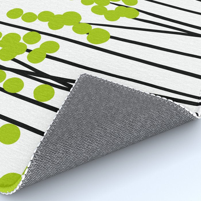 Hello Spring! Green/Black Retro Plants on White #decor #society6 #buyart Rug Gallery Image 4