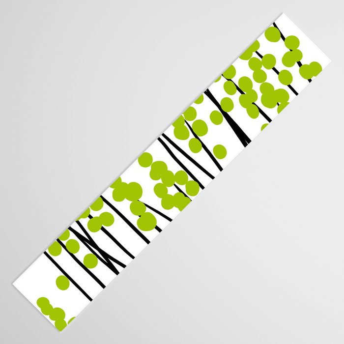 Hello Spring! Green/Black Retro Plants on White #decor #society6 #buyart Table Runner Gallery Image 3