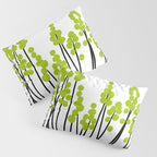 Hello Spring! Green/Black Retro Plants on White #decor #society6 #buyart Pillow Sham Gallery Image 3